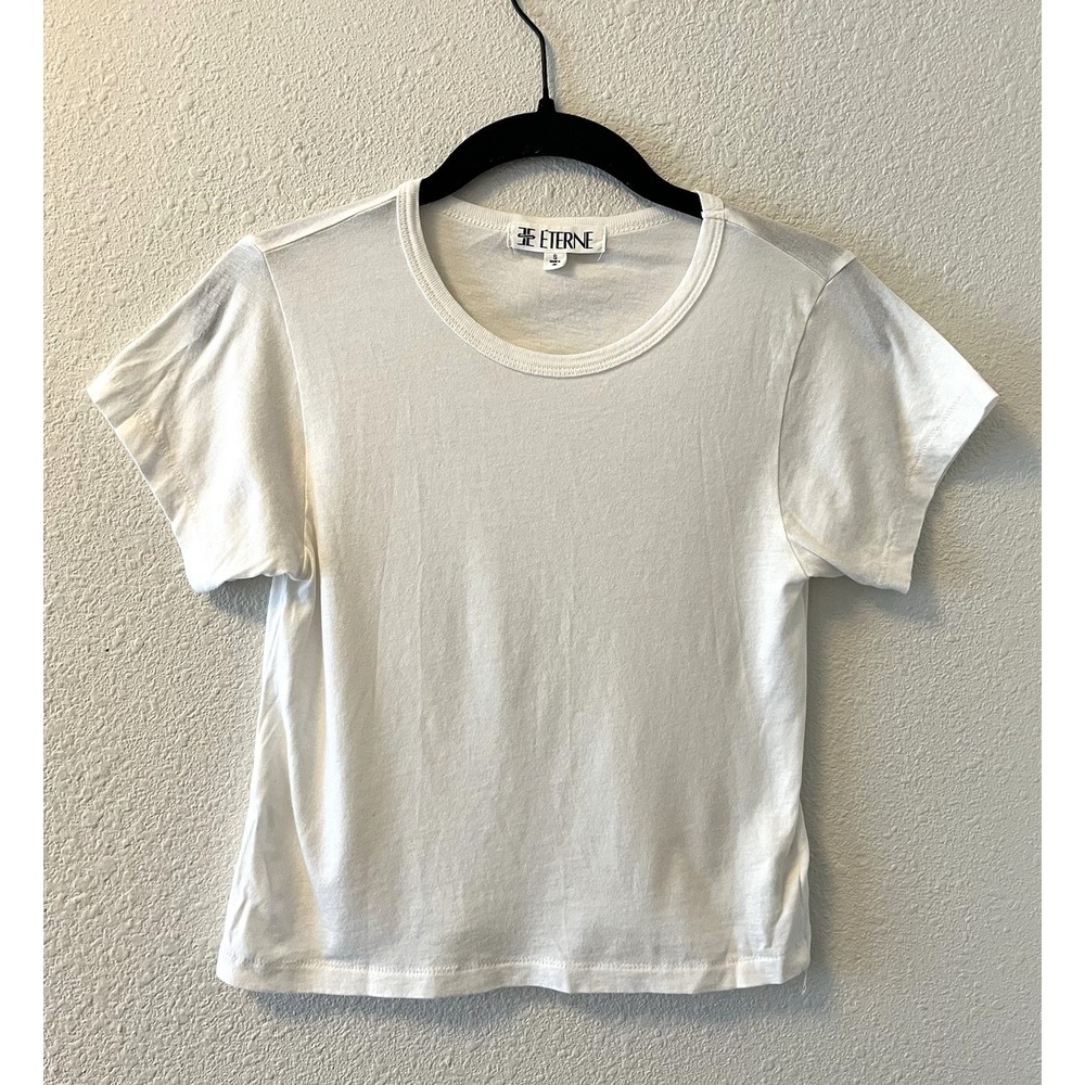 ETERNE Women's Baby Tee Size Small White Short Sleeve Cotton Modal Stretchy